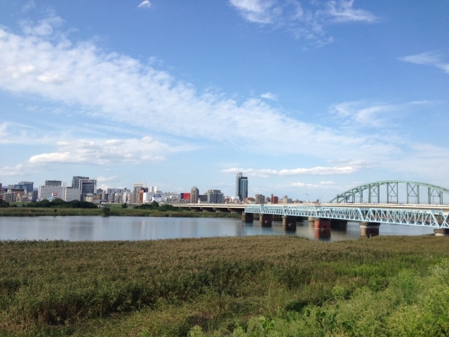 淀川河川敷と陸橋